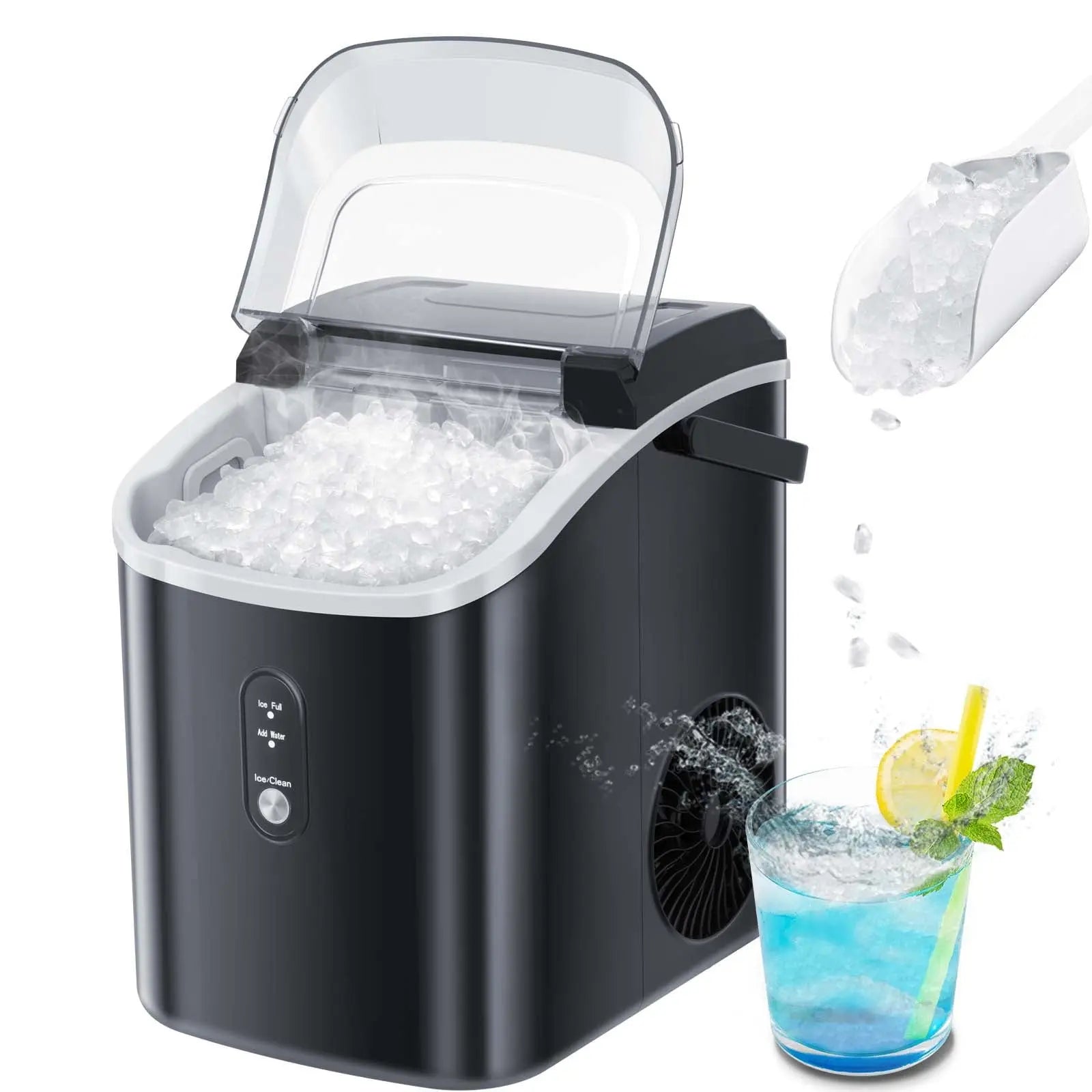 Portable Ice Machine Nugget Ice Maker Countertop, Self Cleaning