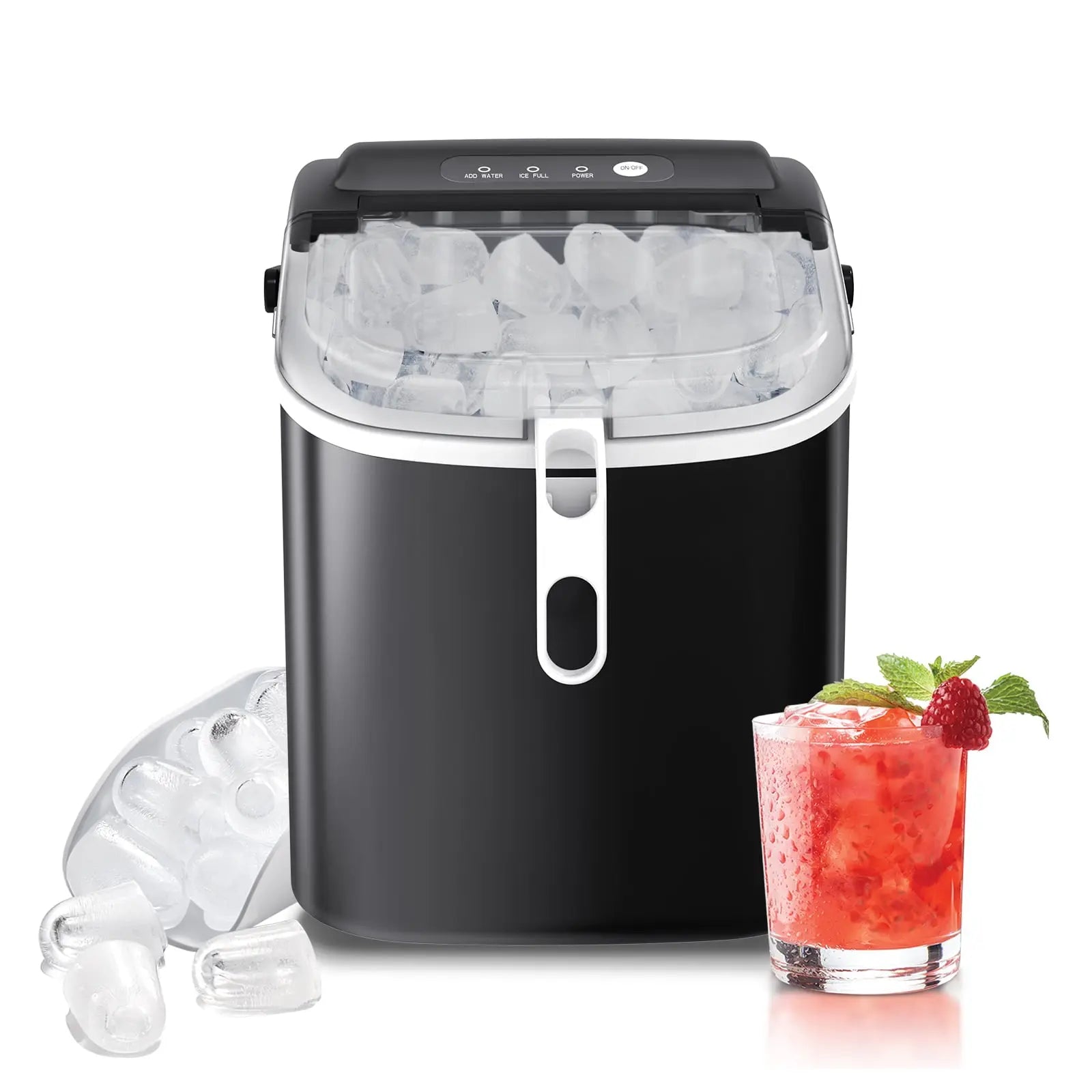 AGLUCKY Countertop Ice Maker Machine 6-Minute Fast Bullet Ice