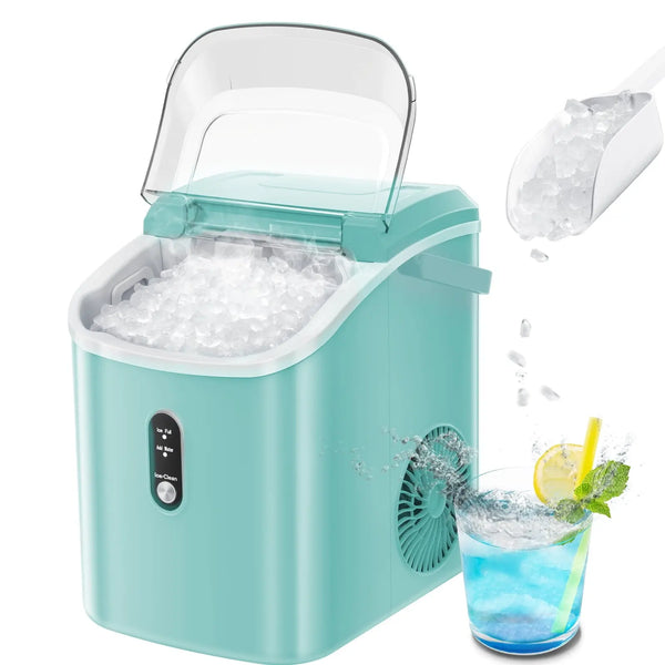 Kissair Nugget Ice Maker Countertop, 33lbs/24H, Self-Cleaning Function, Portable Ice Machine for Home/Office/Party