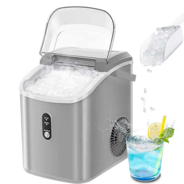 Auseo Nugget Ice Maker Countertop, 33lbs/24H, Self-Cleaning Function, Portable Ice Machine for Home/Office/Party