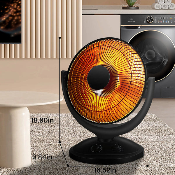 Auseo Oscillating Parabolic Space Heater with Timer, Radiant Dish Heater, Carbon heating, Overheat and Tip-over protection, Adjustable, 400W/800W