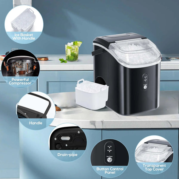 Auseo Nugget Ice Maker Countertop, Portable Ice Maker Machine with