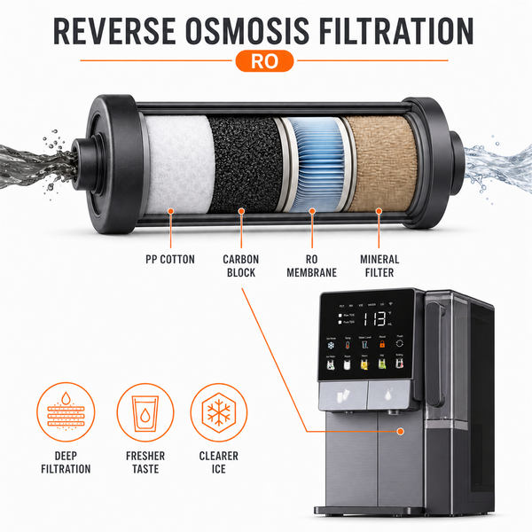 Reverse osmosis filtration stages graphic