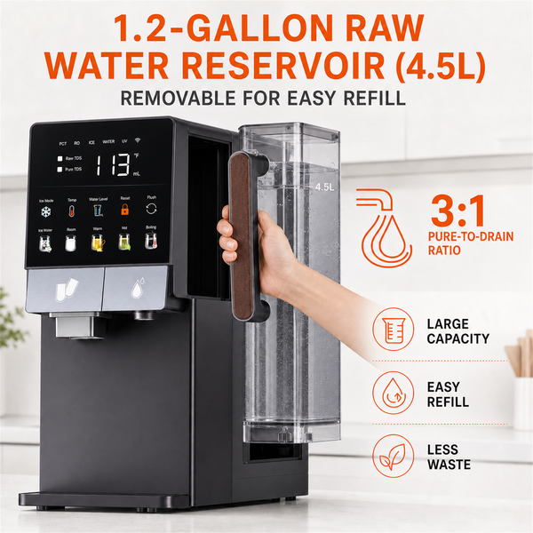 Removable raw-water reservoir feature graphic