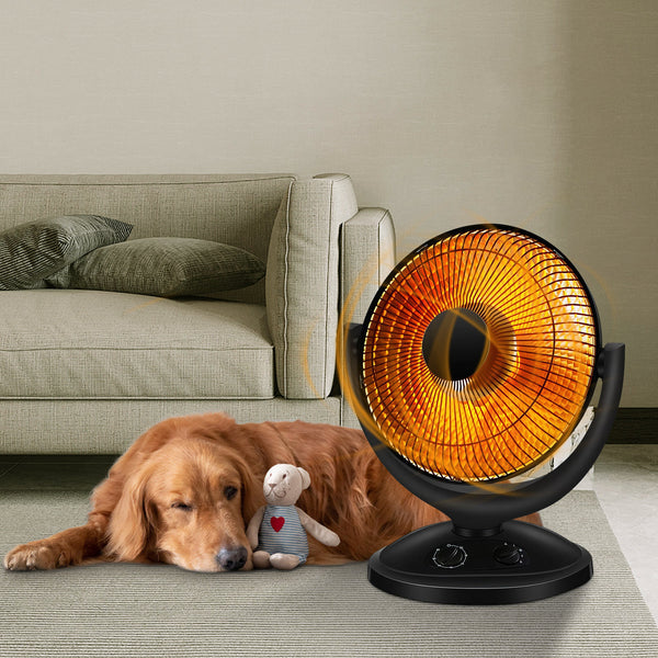 KISSAIR Oscillating Parabolic Space Heater with Timer, Radiant Dish Heater, Carbon heating, Overheat and Tip-over protection, Adjustable, 400W/800W