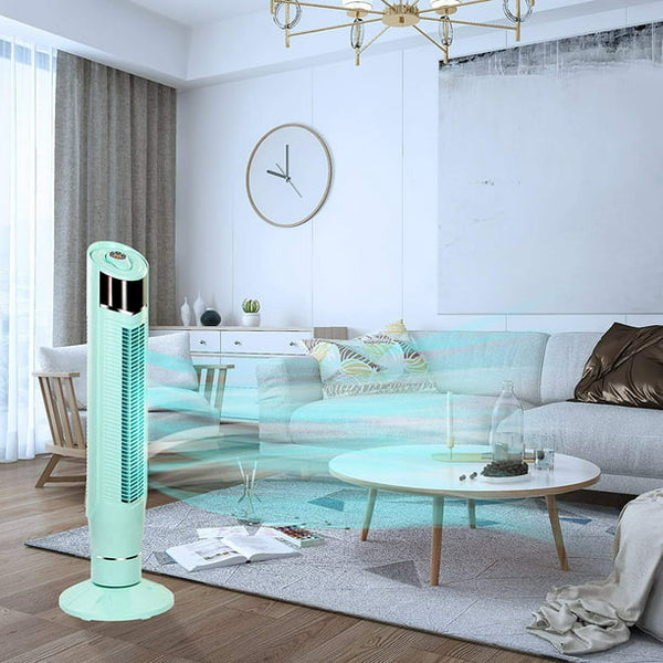AGLUCKY Tower Fan, Standing Fan Oscillating, Room Fan, Portable Bladeless, Quiet Floor Fan with Remote, 6 Speeds, 3 Modes, 24H Timer for Bedroom, and Home Office Use, (40-inch, GREEN)