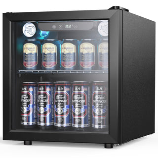 Joy Pebble 1.3 Cu.Ft Beverage Refrigerator Cooler, 12 Bottle 48 Can Mini Fridge for Beer Soda Wines Clear Front Glass Door,Freestanding beverage Small fridge with Adjustable Shelving agluckyshop