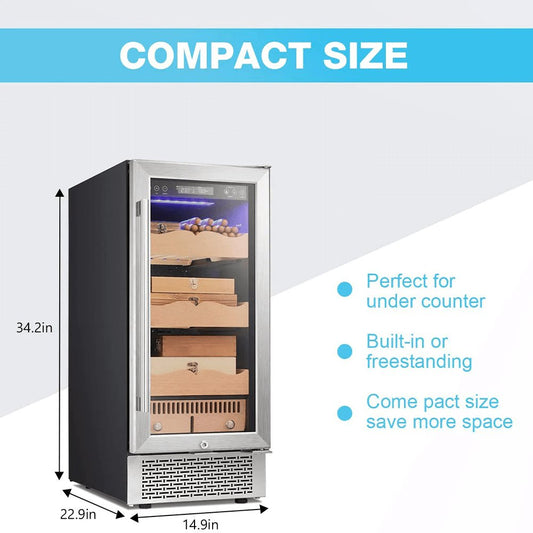 15 Inch Cigar Humidor Electric Humidor Silver Steel X5196