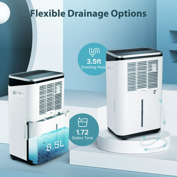 Auseo 50 Pint Dehumidifiers, 4500 Sq. Ft Dehumidifier with Drain Hose, 1.72 Gallon Water Tank, 3 Operation Modes, 24H Timer, Portable Dehumidifier for Basement/Bathroom/Laundry Room