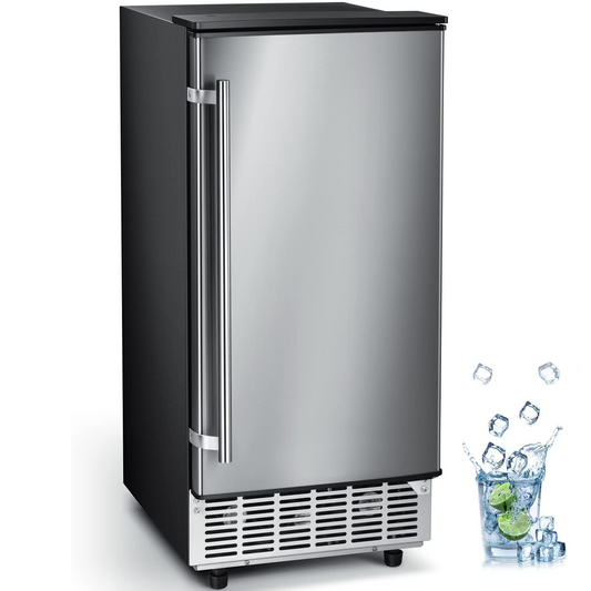Aglucky Commercial Built-in Ice Maker Machine,80Lbs/Day,Under Counter Ice Cube Maker with 24H Timer,Reversible Door,Built-in Freestanding Ice Maker for Home & Office(Silver)