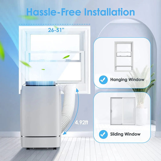 AGlucky 12000 BTU Portable Air Conditioner, 550 sq.ft, 2023 Ultra Quiet 3-in-1 Portable AC Unit, Wide Oscillation, 24H Timer, Air Conditioner Portable for Room, Remote Control & Window Mount Kit agluckyshop