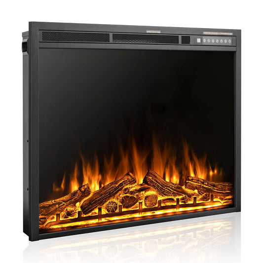 KISSAIR Electric Fireplace, Infrared Electric Fireplace Insert, 750W/1500W, Black, Remote (37'') agluckyshop