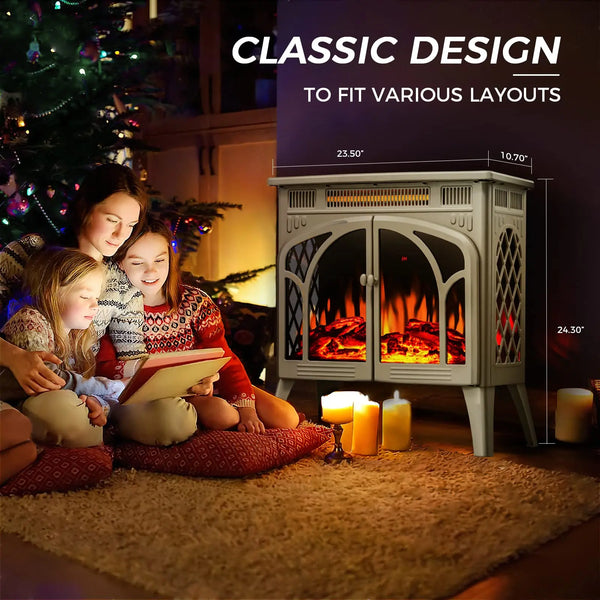 Kissair 25 Inch Electric Fireplace Stove Heater