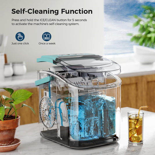 AGLUCKY Ice Makers Countertop with Handle Portable Self Cleaning Perfect for Home