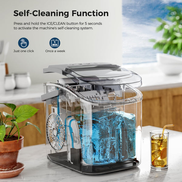AGLUCKY Ice Makers Countertop with Handle Portable Self Cleaning Perfect for Home