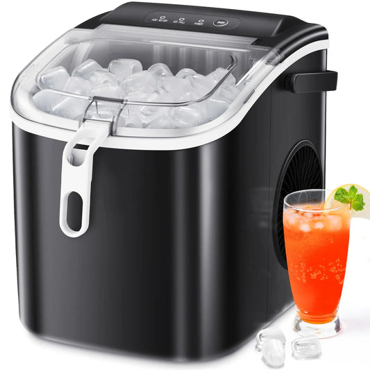 KISSAIR Countertop Ice Maker Machine 6-Minute Fast Bullet Ice Simple Handle Automatic Cleaning Suitable for Household Small Student Dormitory and Bar Party agluckyshop