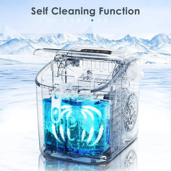 KISSAIR Countertop Ice Maker Machine 6-Minute Fast Bullet Ice Simple Handle Automatic Cleaning Suitable for Household Small Student Dormitory and Bar Party