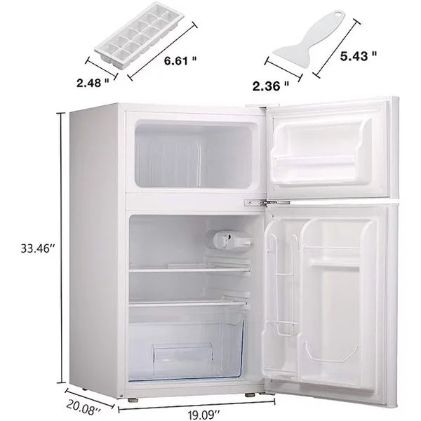 KISSAIR 3.2 Cu.Ft Mini Vintage Refrigerator, Vertical Compact Refrigerator, Adjustable Temperature, 2-door Mini Refrigerator for Home, Office, Dormitory, or RV, Apartment Food Storage Room or Beverage