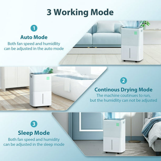 Auseo 45 Pint 3-in-1 Dehumidifier, Portable with Handle and Drain Hose, Ideal for Basement/Bathroom/Laundry Room agluckyshop
