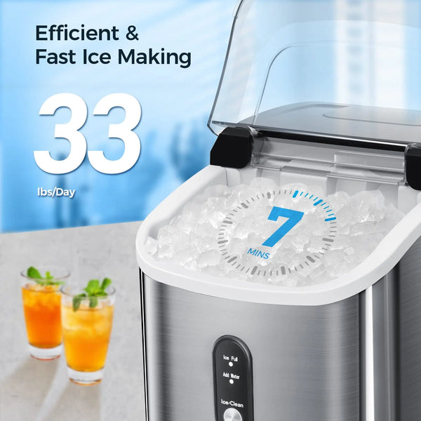 AGLUCKY Nugget Ice Maker Countertop, Auto-Cleaning Pebble Ice Maker with Ice Basket & Scoo agluckyshop