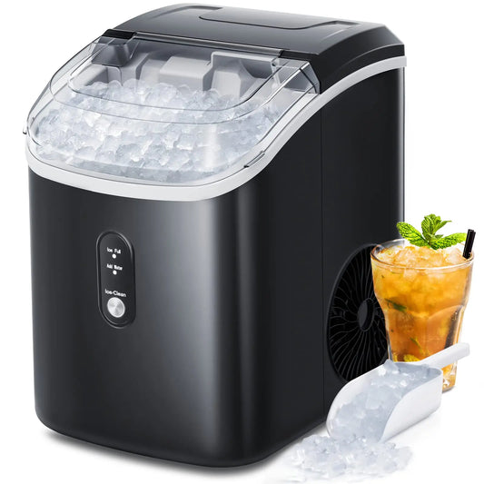 KISSAIR Nugget Ice Maker Countertop with Soft Chewable Pellet Ice, Portable  Ice Machine with Handle, 34lbs/24H, Black 