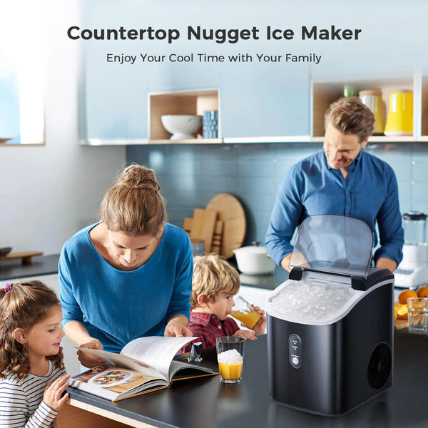 AGLUCKY Nugget Ice Maker Countertop, Auto-Cleaning Pebble Ice Maker with Ice Basket & Scoo agluckyshop