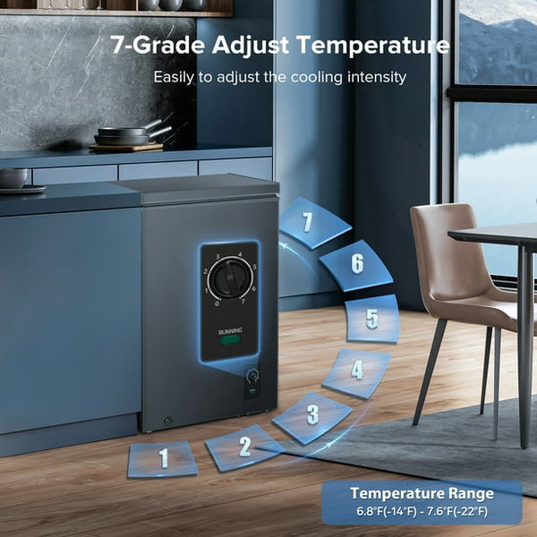AGLUCKY 2.7 Cubic Feet Chest Freezer Free Standing Top open Door Compact Freezer with Adjustable Temperature