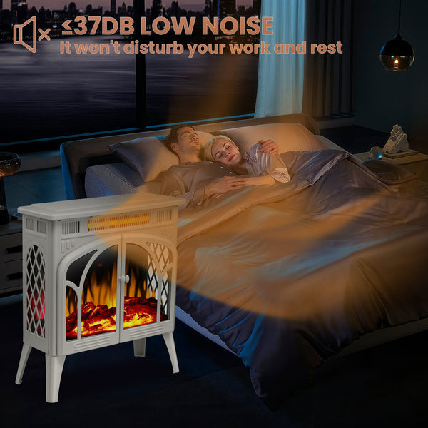 AGLUCKY Electric Fireplace Heater 25’’ with 3D Realistic Flame Effect, Freestanding Fireplace with Remote Control,Timer, Different Flame Color,2 Heating Modes 500W/1500W