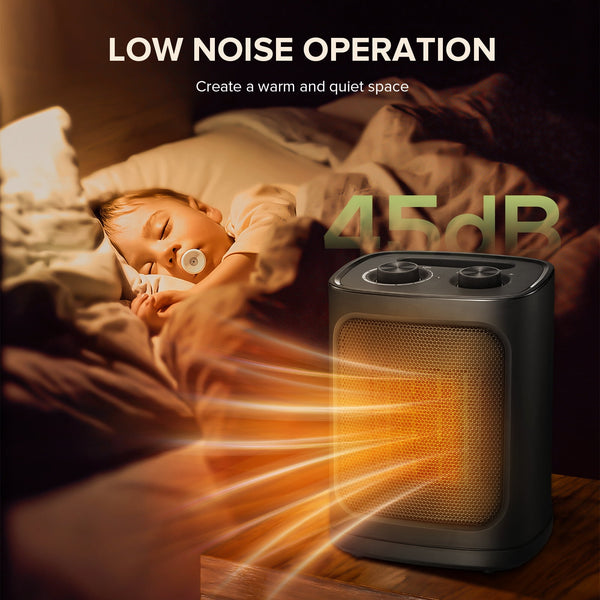 Auseo Small Space Heater for Indoor Use, Electric Ceramic Space Heater, Portable Heaters Fan for Office & Bedroom with Adjustable Thermostat ETL Listed, 1500W