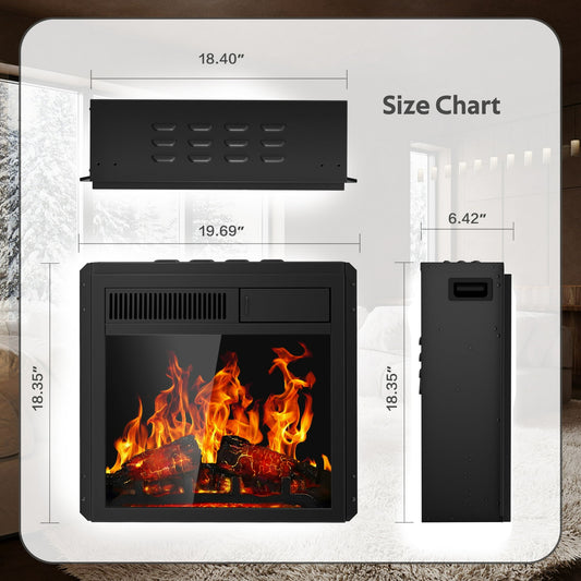 Auseo Electric Fireplace Insert 18" Freestanding Heater with 7 Log Hearth Flame Settings and Remote Control,1500w,Black agluckyshop