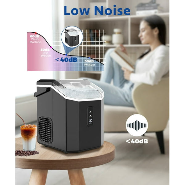 Kndko 33lbs Chewable Nugget Ice Maker with Crushed Ice, Ready in 7 Mins, Sonic Ice Machine with Handle, Black agluckyshop