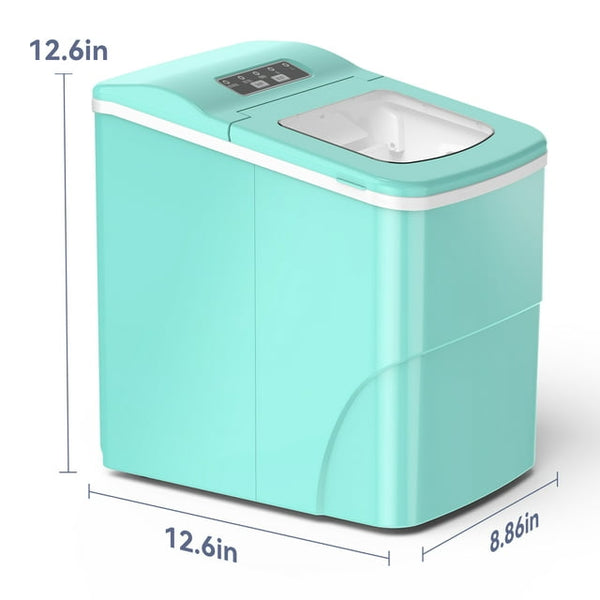 Kndko Countertop Ice Maker 26lbs, 9Pcs/6Mins, 2 Sizes of Bullet-Shaped with Scoop & Basket, Green