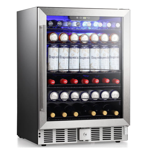 5.1 Cu.Ft Beverage Refrigerator Cooler,Low Noise with a Lock LED Light,Black