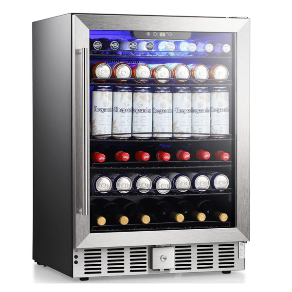 5.1 Cu.Ft Beverage Refrigerator Cooler,Low Noise with a Lock LED Light,Black