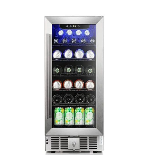 2.9 Cu.Ft Beverage Refrigerator Wine Cooler - Low Noise LED Light Electronic Temperature Control Black