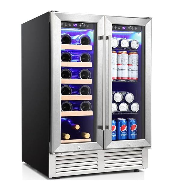 24 Inch 2 Door Mini Fridge Beverage Digital Temperature Control