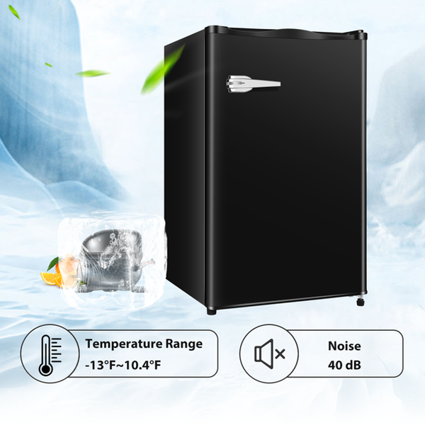 Auseo 2.3 Cu.ft Single Door Mini Freezer, Upright Compact Freezer with Retro Handle & Removable Shelf & Adjustable Temperature Control, Low Noise for Home/Office/Dorm/Apt