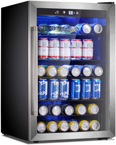 5.1 Cu.Ft Beverage Refrigerator Cooler,Low Noise with a Lock LED Light,Black