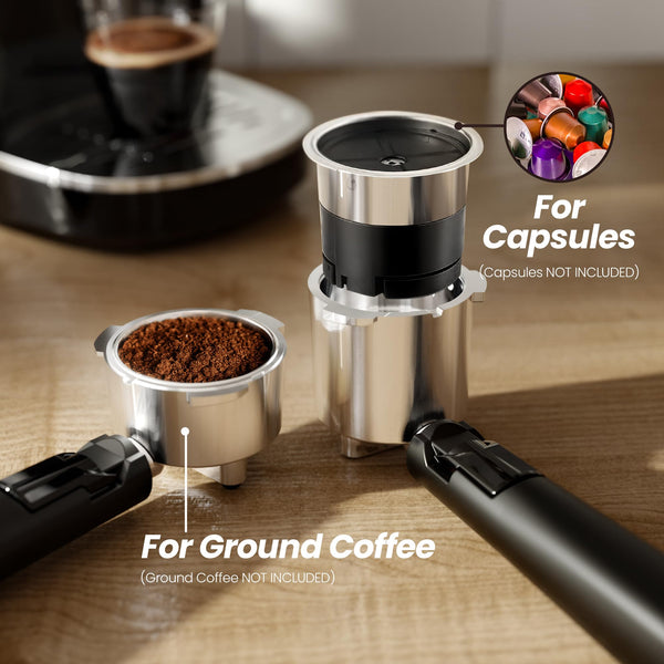 Aglucky Espresso Coffee Maker for Home, 20-Bar Cappuccino Machines with Milk Frother Steam Wand and Capsule Compatible, Semi-Automatic Espresso Machine with Removable Water Tank(BLACK) agluckyshop