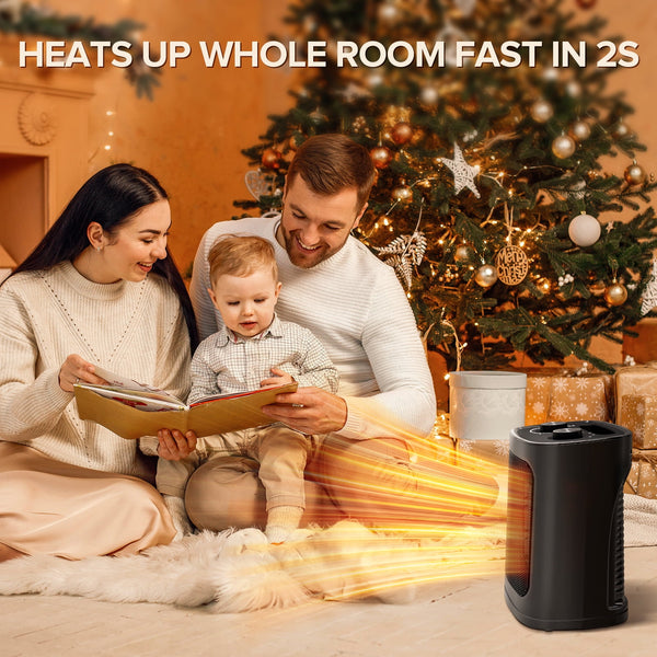 Auseo Small Space Heater for Indoor Use, Electric Ceramic Space Heater, Portable Heaters Fan for Office & Bedroom with Adjustable Thermostat ETL Listed, 1500W