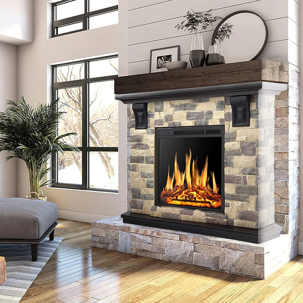 KISSAIR Electric Fireplace Mantel Package, 50 inch Freestanding Stone Fireplace Heater TV Stand with Remote Control