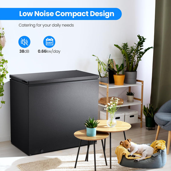 3.5 Cubic Feet Chest Freezer with 2 Removable Baskets Free Standing Top open Door Compact Freezer with Adjustable Temperature for Home/Kitchen/Office/Bar (3.5 Cubic Feet, Black)