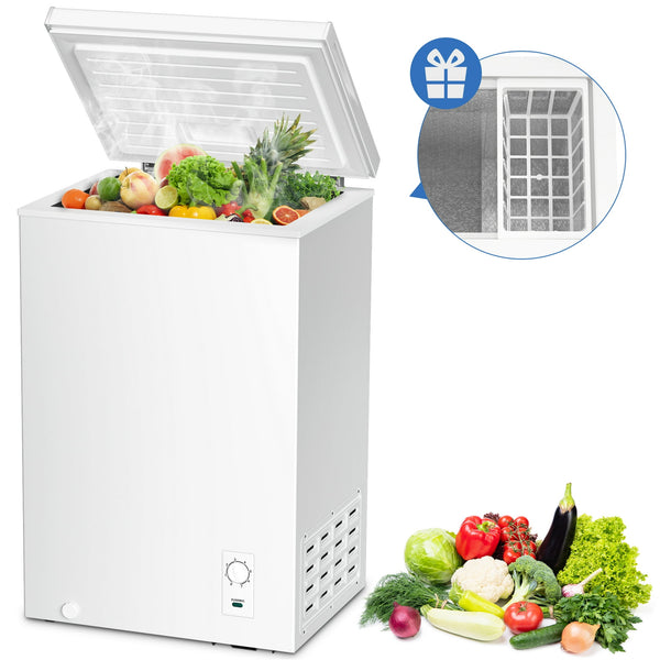AGLUCKY 2.7 Cubic Feet Chest Freezer Free Standing Top open Door Compact Freezer with Adjustable Temperature