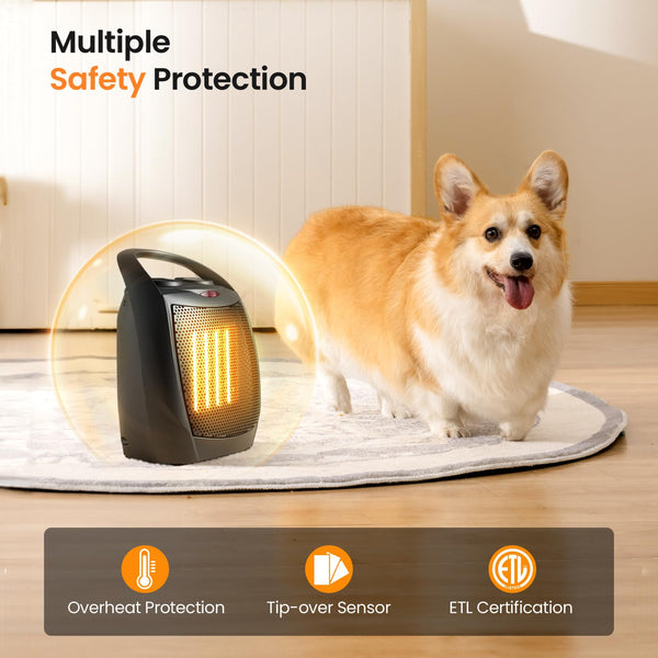 AGLUCKY Small Electric Space Heater Ceramic Space Heater  H56902X-BLACK