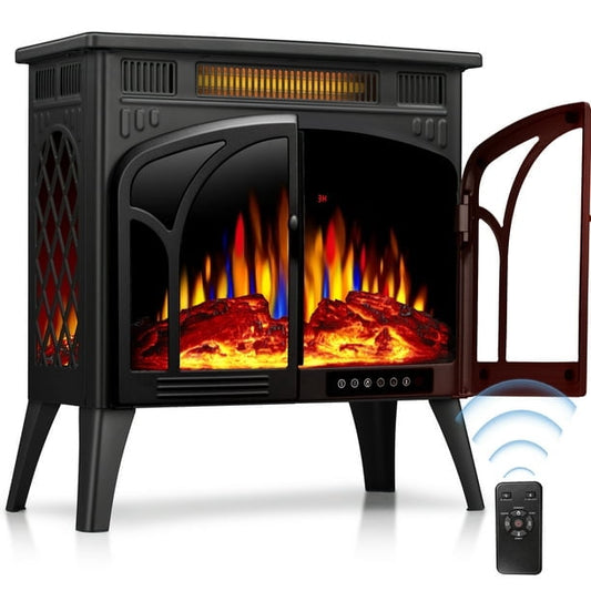 AGLUCKY Electric Fireplace Heater 25’’ with 3D Realistic Flame Effect, Freestanding Fireplace with Remote Control,Timer, Different Flame Color,2 Heating Modes 500W/1500W