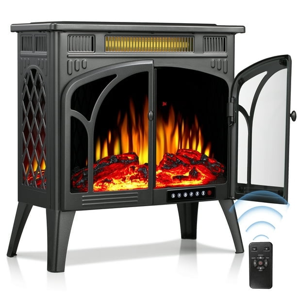 AGLUCKY Electric Fireplace Heater 25’’ with 3D Realistic Flame Effect, Freestanding Fireplace with Remote Control,Timer, Different Flame Color,2 Heating Modes 500W/1500W agluckyshop