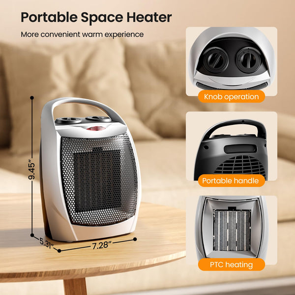 AGLUCKY Small Electric Space Heater Ceramic Space Heater  H56902X-BLACK
