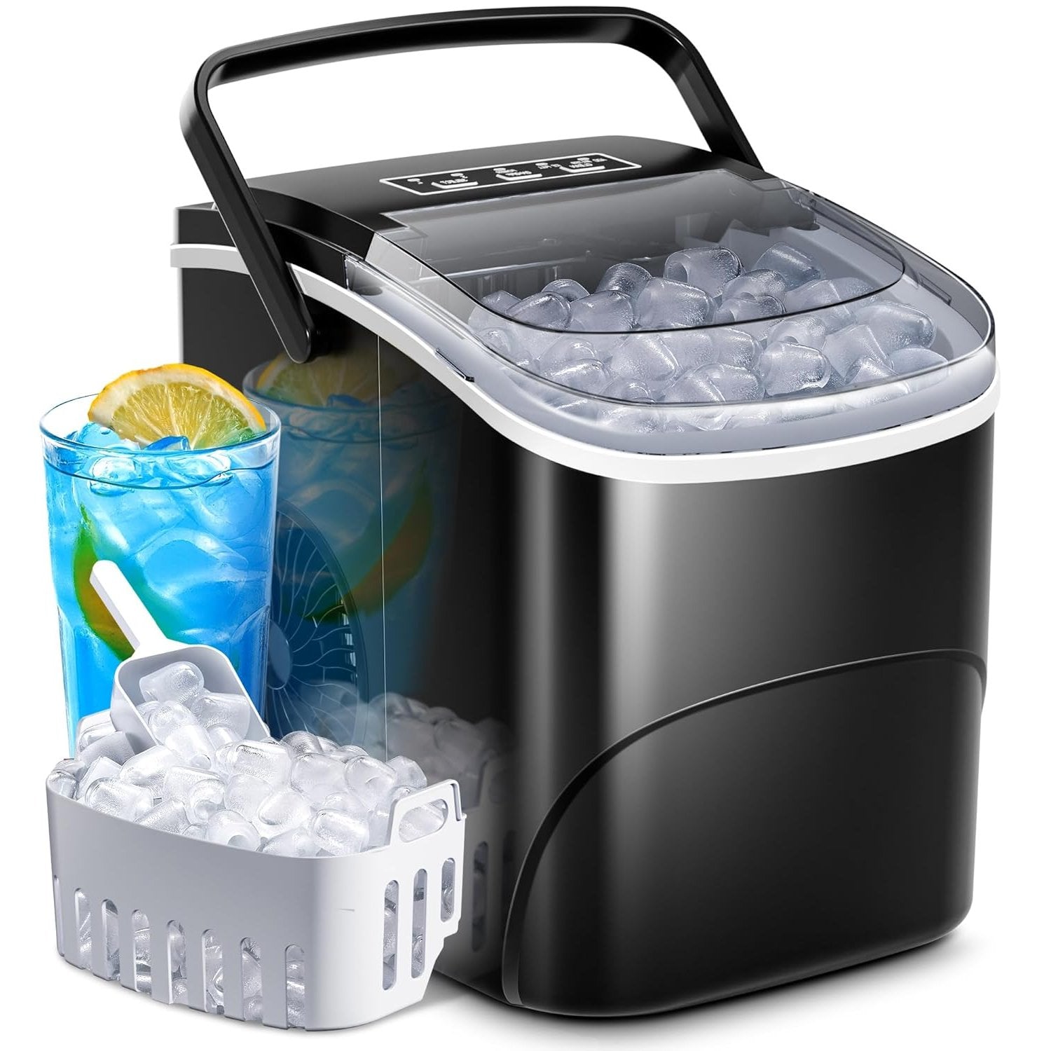 AGLUCKY Ice Makers Countertop with Handle Portable Self Cleaning Perfect for Home