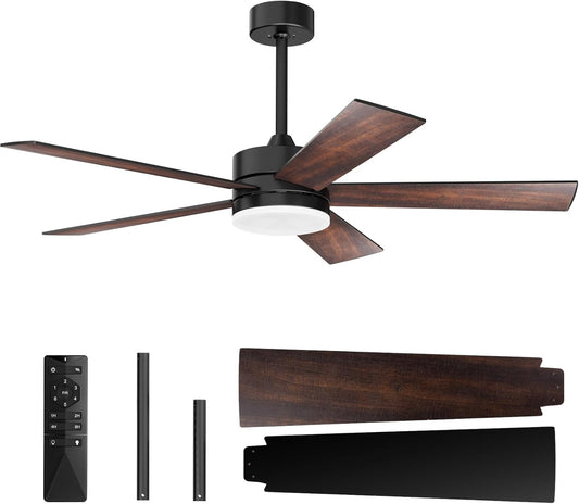 52 Inch Modern Ceiling Fan with Remote Control, 3CCT,Timer, Quite Reversible DC Motors