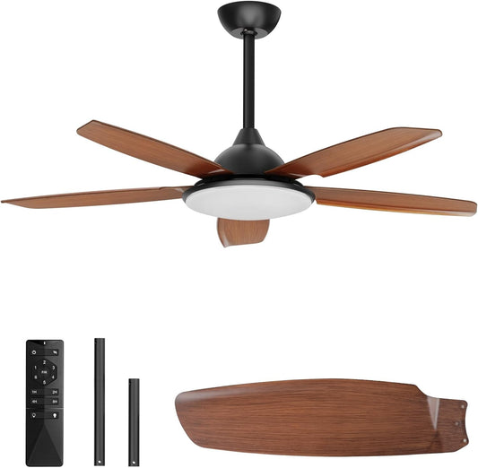 52 Inch Modern Ceiling Fan with Remote Control, 3CCT,Timer,Quite Reversible DC Motors, 6 Speeds Ceiling Fan for Bedroom, Living Room,Grain